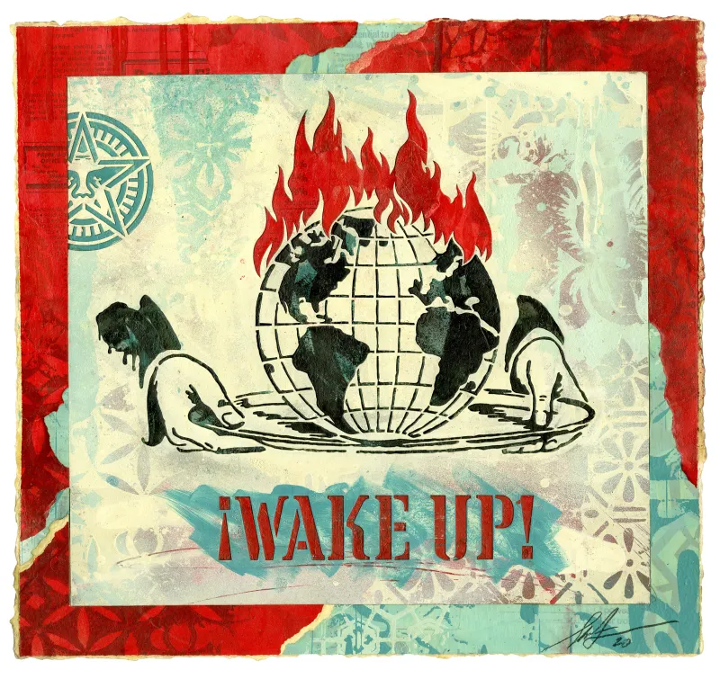 Wake up in flames (Cream), by Shepard Fairey, 2022